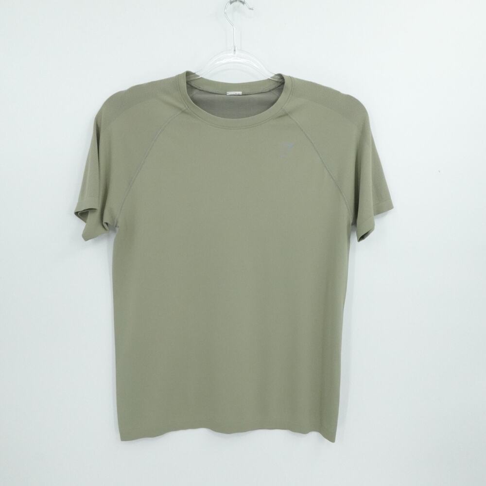 Gymshark Shirt Mens Medium Green Performance Stretch Gym Workout Wicking Light‎